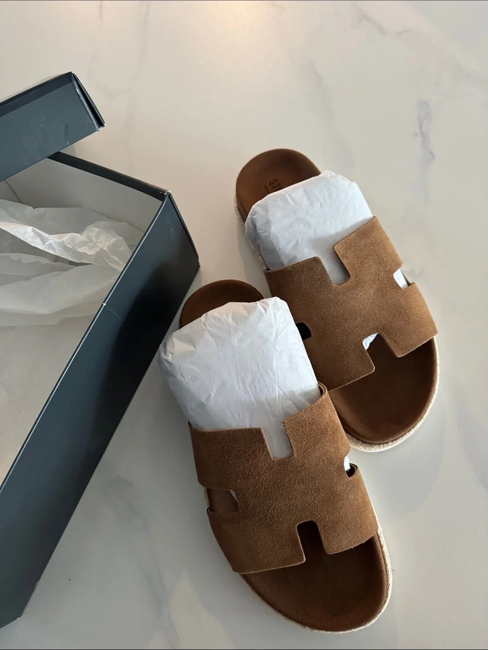 Steve Madden Men's Tan Brown Suede Slide Sandals